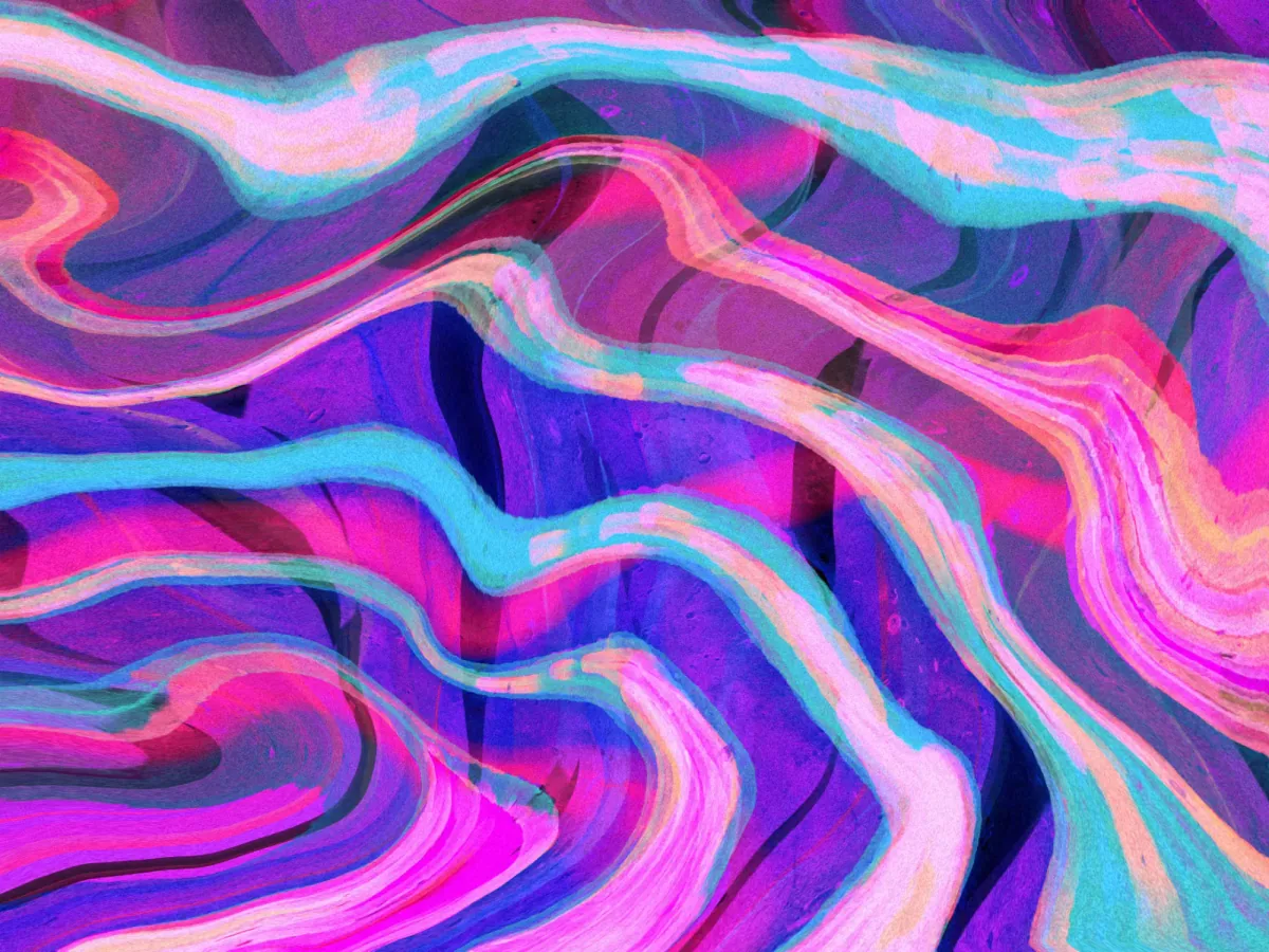 pink, cyan and violet marbled waves