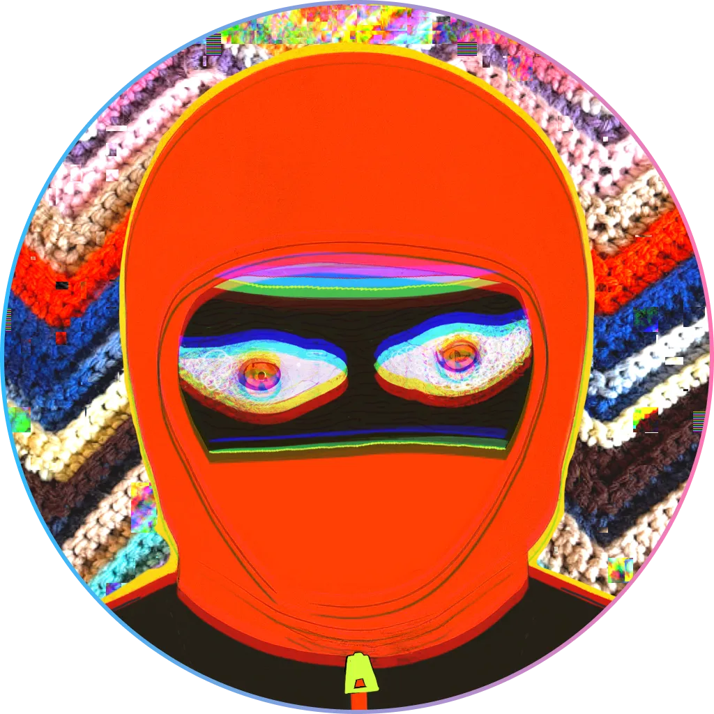 Tolo Facemask — psychedelic masked figure in orange